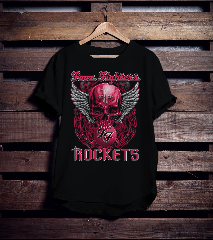 Foo Fighters Houston Rockets Winged Skull T-Shirt