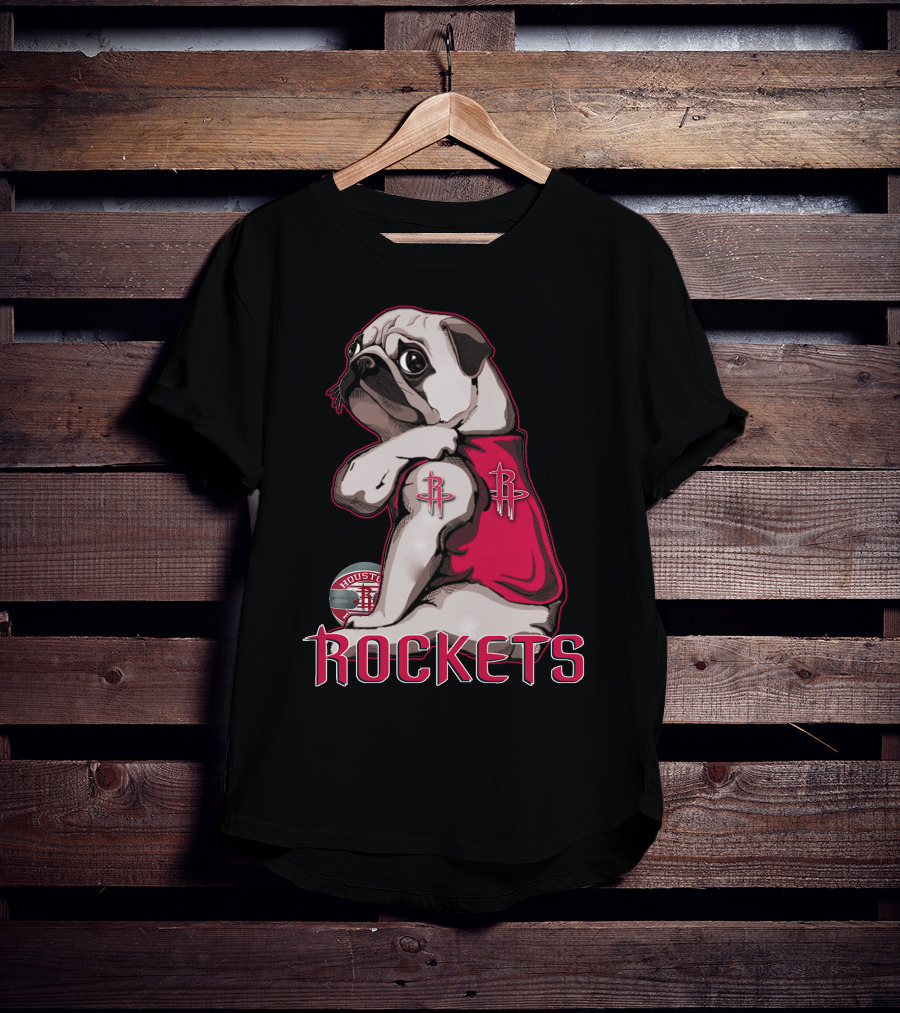 Houston Rockets Pug Wearing Logo Jersey T-Shirt