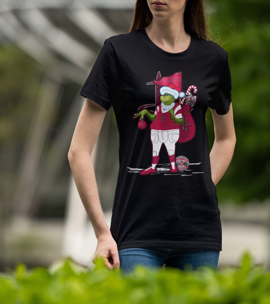 Grinchxmas Houston Rockets Holiday Santa Basketball T-Shirt