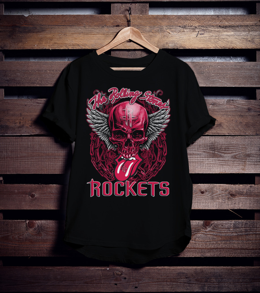 The Rolling Stones Houston Rockets Skull Wings Tongue T-Shirt