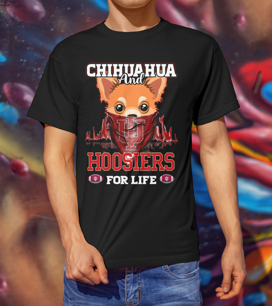 Chihuahua And Hoosiers For Life IU Indiana Football Fan Bandana T-Shirt