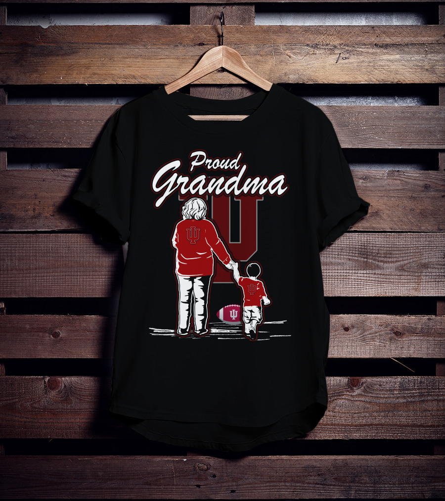 Proud Grandma Indiana Hoosiers IU Logo With Football T-Shirt