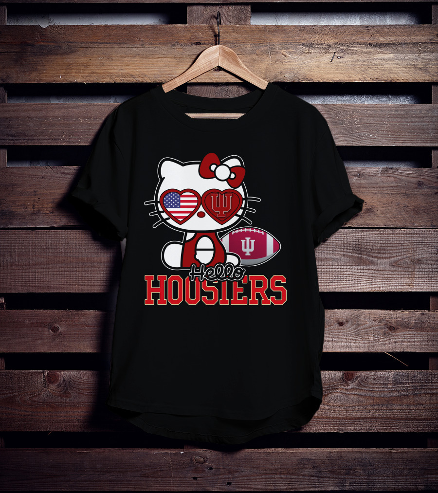 Hellokitty Indiana Hoosiers American Flag IU Football T-Shirt