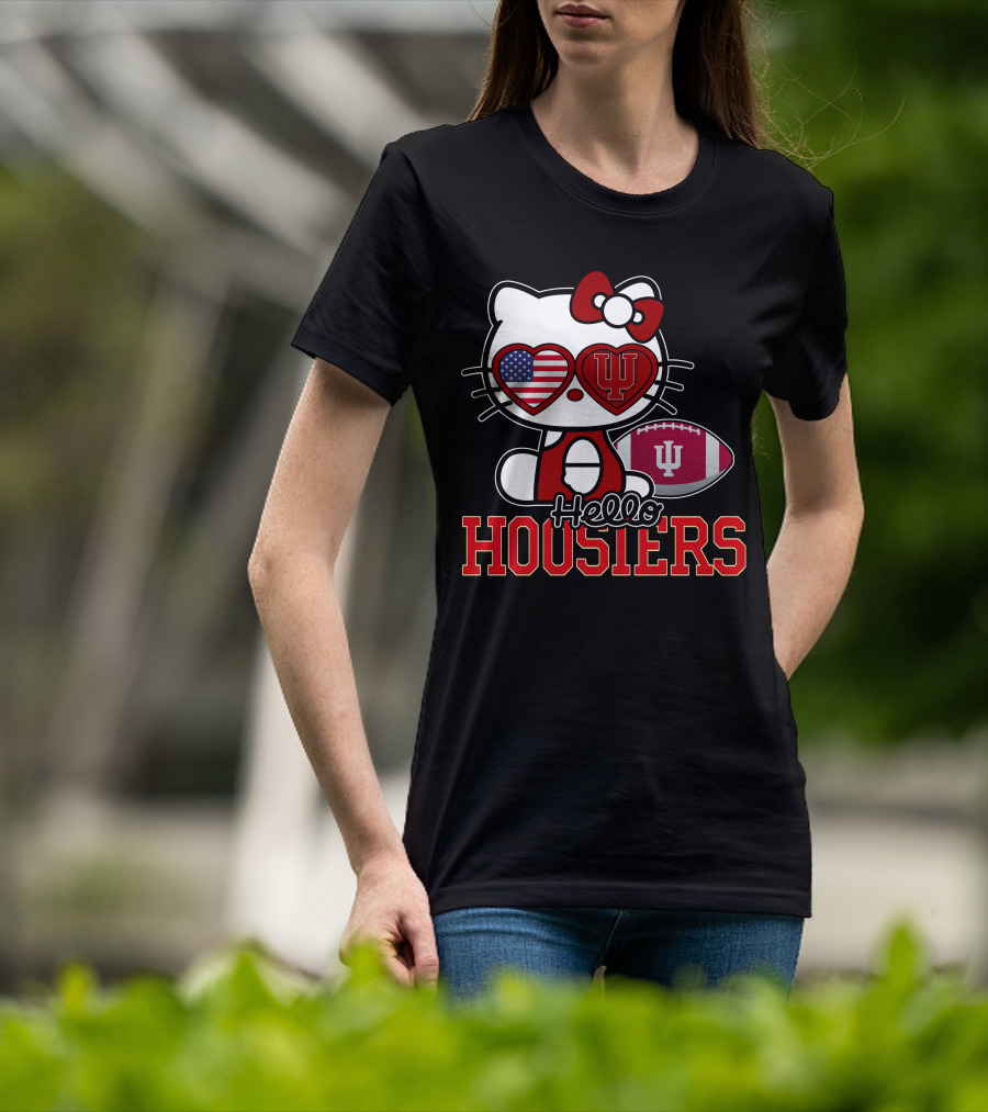 Hellokitty Indiana Hoosiers American Flag IU Football T-Shirt