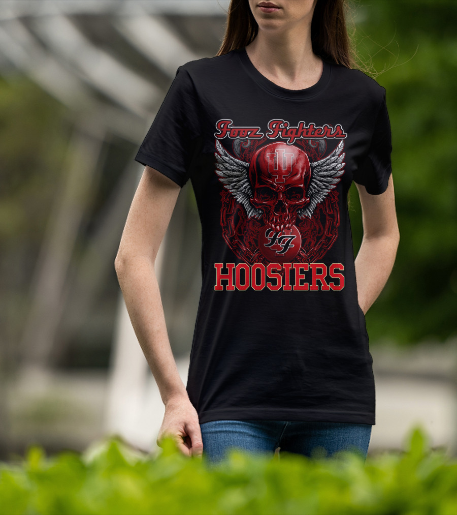 Foo Fighters Indiana Hoosiers Skull Wings IU T-Shirt