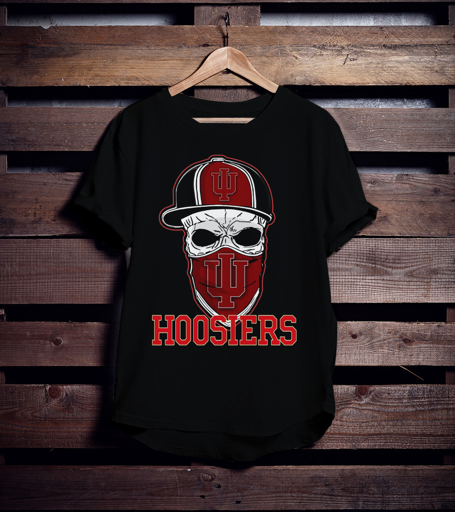 Indiana Hoosiers Skull With IU Cap And Bandana T-Shirt