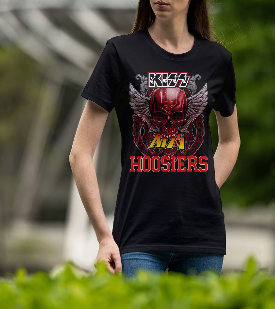 Kiss Indiana Hoosiers Skull Wings T-Shirt