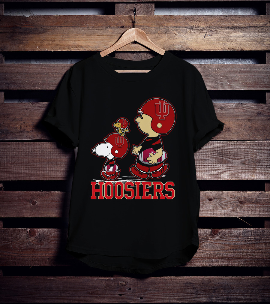 Snpfootball Indiana Hoosiers Peanuts Characters Iu Helmet T-Shirt