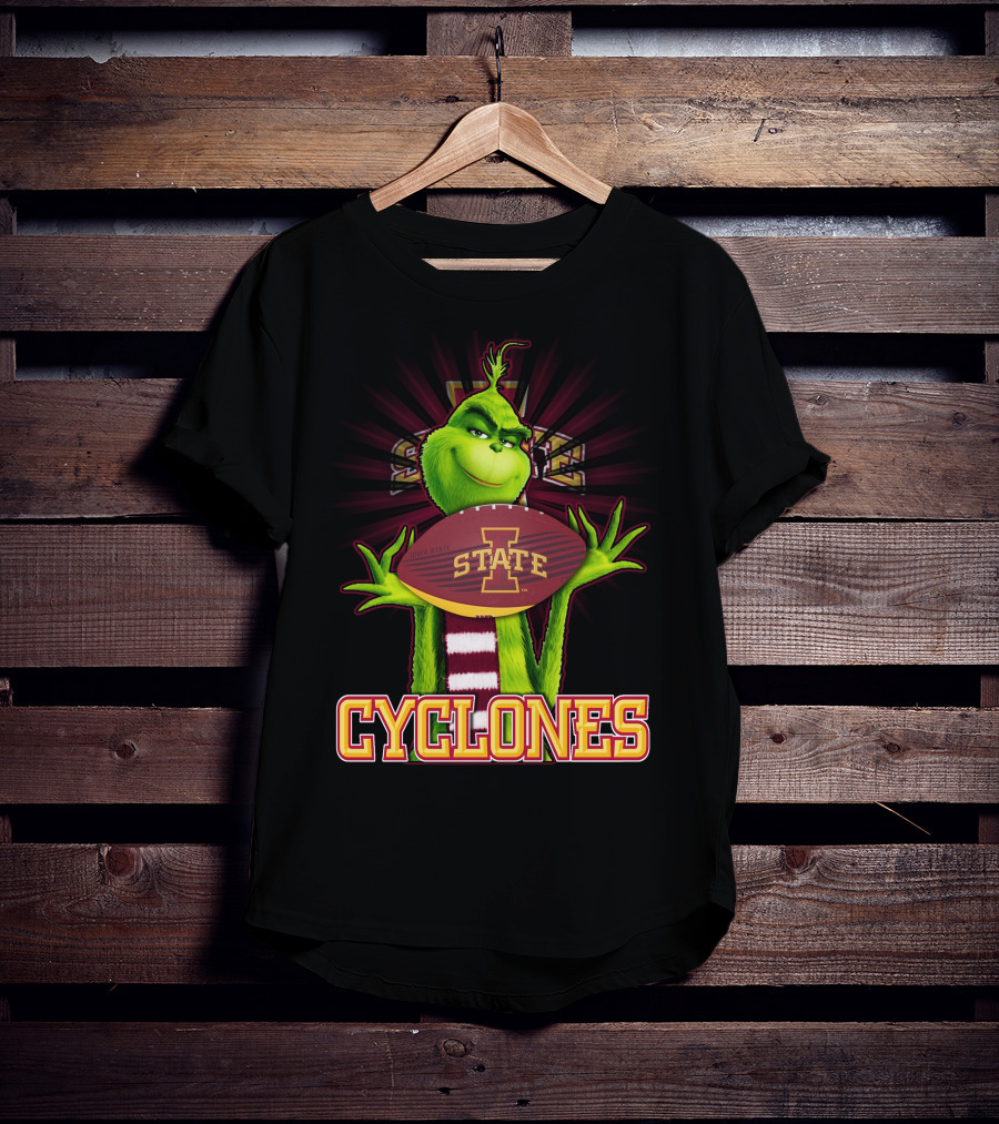 Grinch Holding Iowa State Cyclones Football T-Shirt