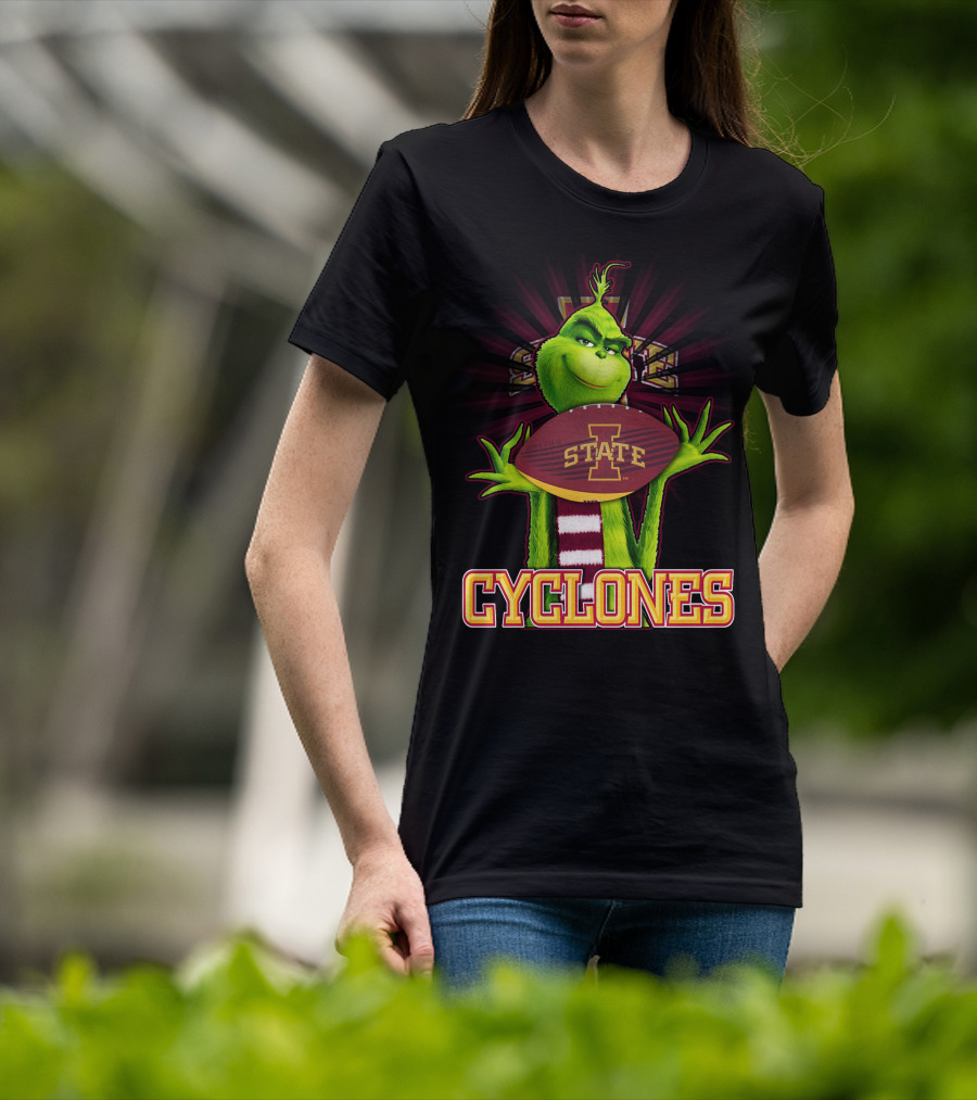 Grinch Holding Iowa State Cyclones Football T-Shirt