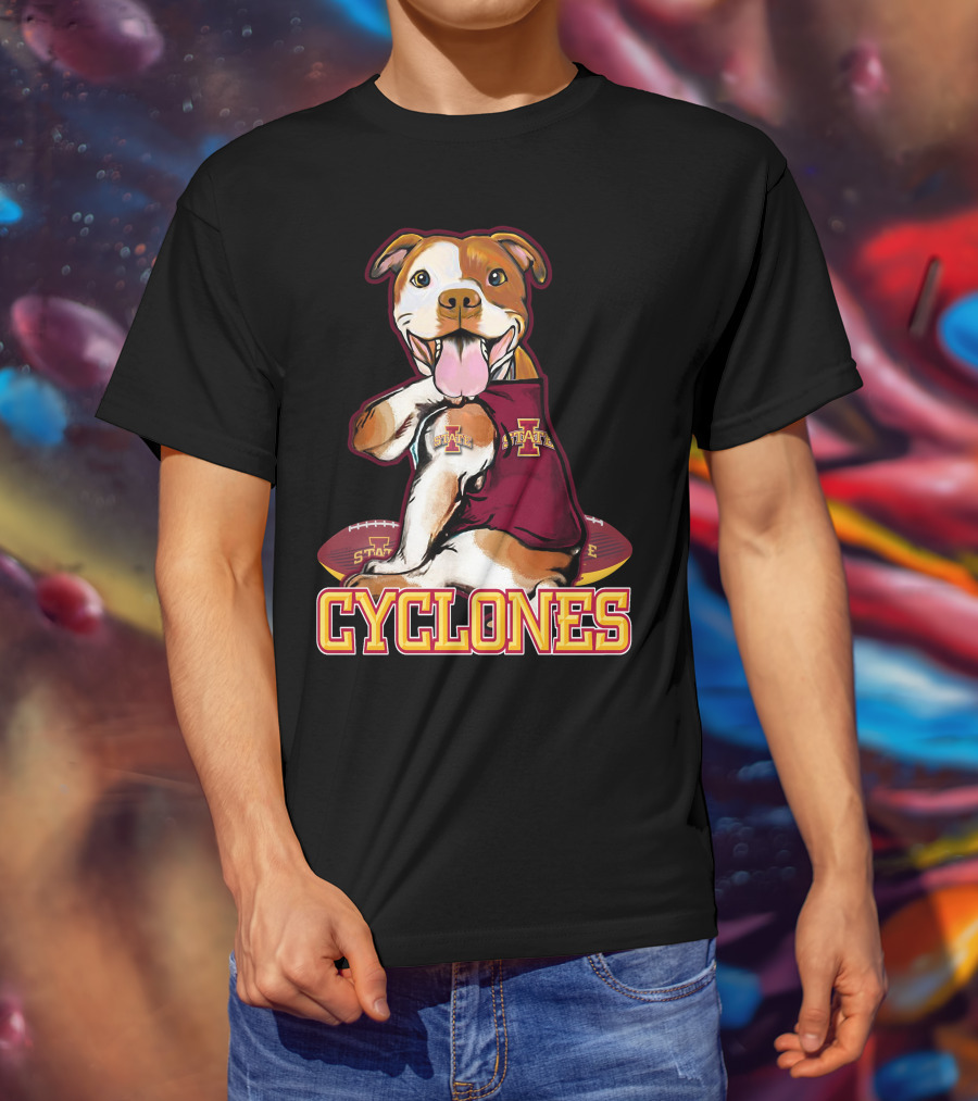 Iowa State Cyclones Pitbull With Football And Tattoos T-Shirt