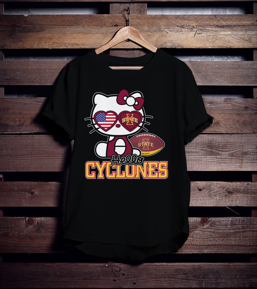 Hello Kitty Iowa State Cyclones Football American Flag T-Shirt