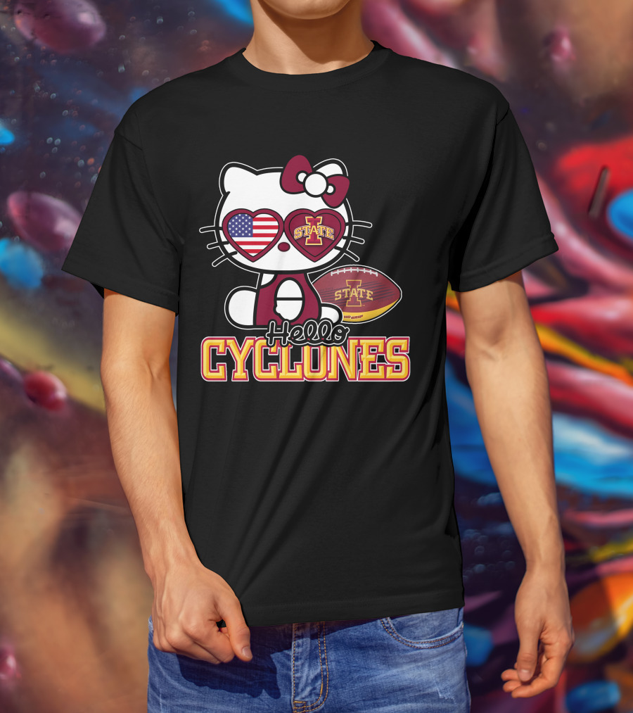 Hello Kitty Iowa State Cyclones Football American Flag T-Shirt