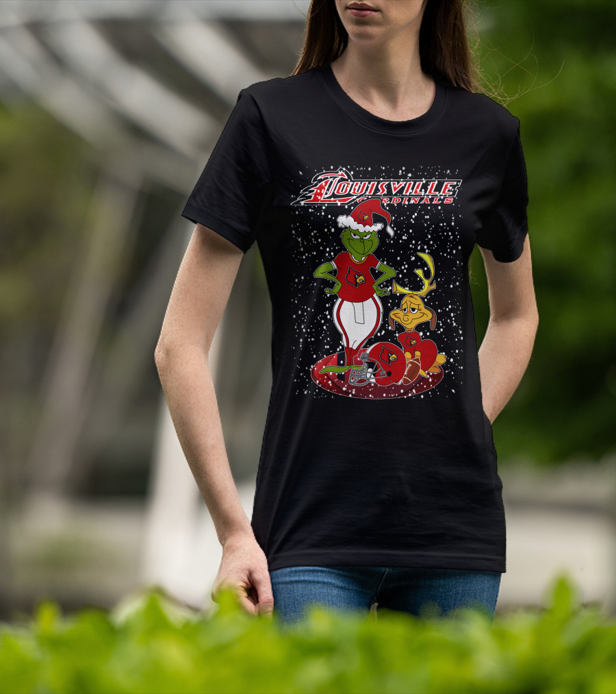Grinchxmas Louisville Cardinals Football Snow Scene T-Shirt