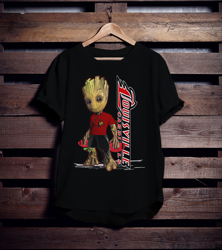 Groot Louisville Cardinals Fan Character With Team T-Shirt