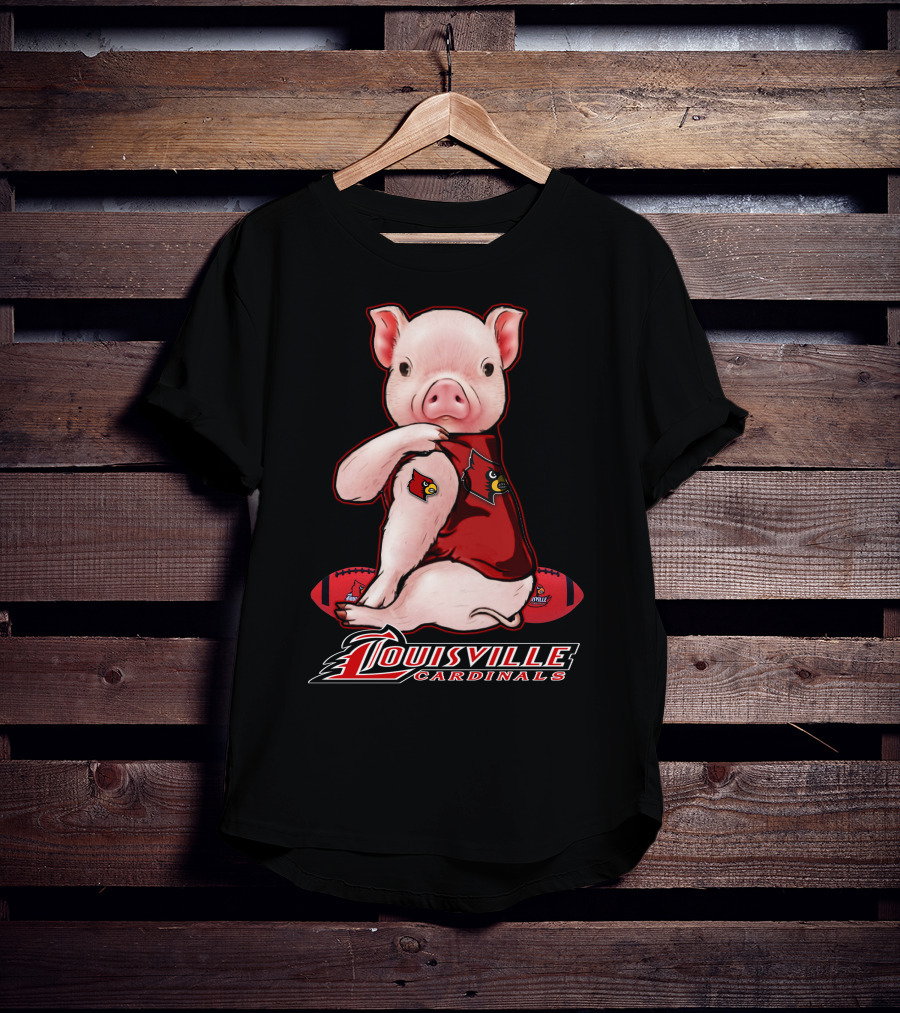 Louisville Cardinals Pig With Football Gear T-Shirt