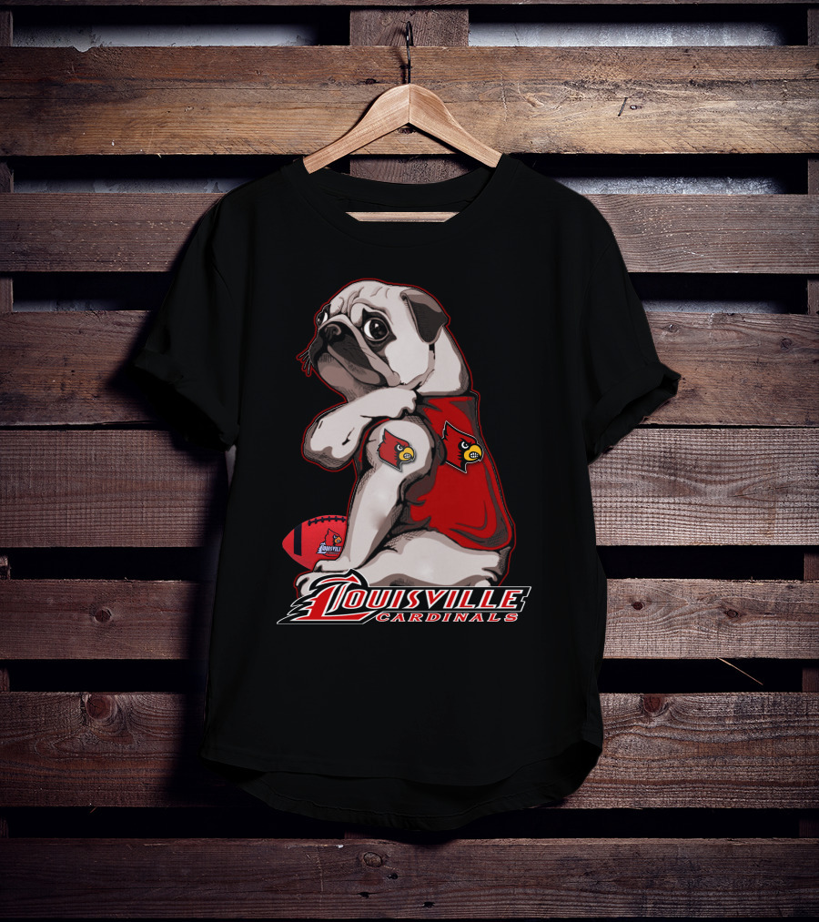 Louisville Cardinals Pug Football T-Shirt