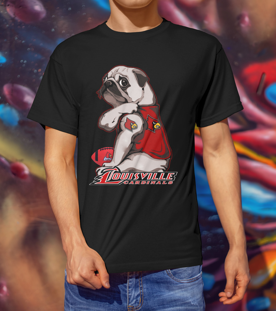 Louisville Cardinals Pug Football T-Shirt