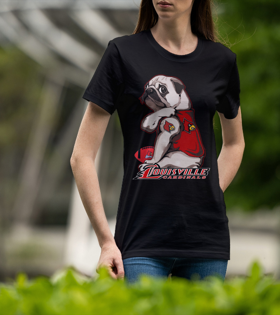 Louisville Cardinals Pug Football T-Shirt