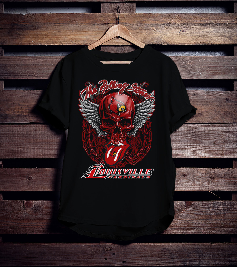 The Rolling Stones Louisville Cardinals Skull With Wings And Tongue T-Shirt