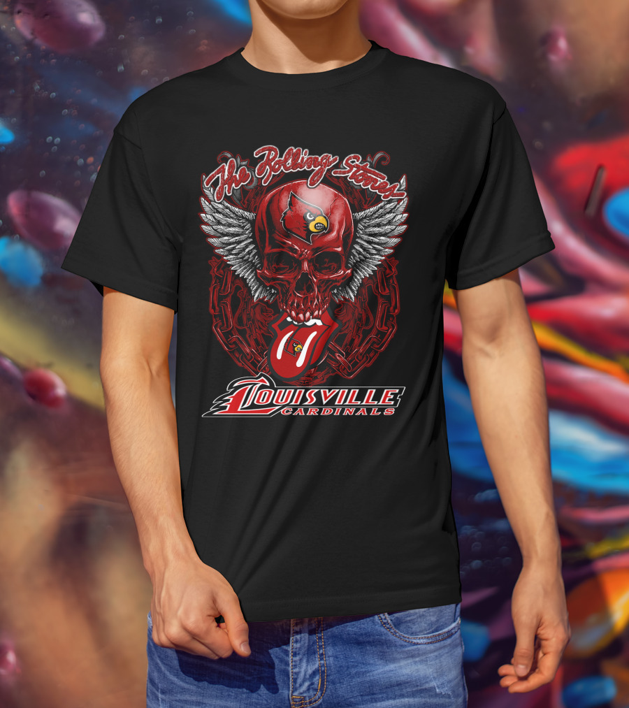 The Rolling Stones Louisville Cardinals Skull With Wings And Tongue T-Shirt