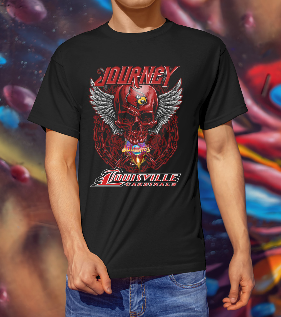 Journey Louisville Cardinals Skull Wings T-Shirt