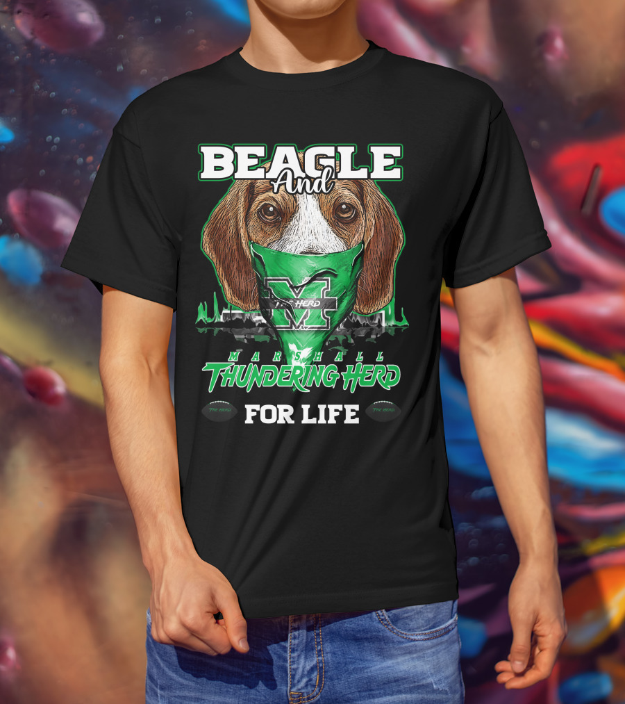 Beagle And Marshall Thundering Herd For Life T-Shirt