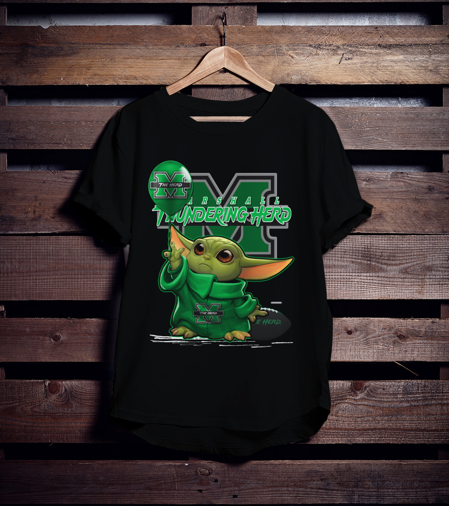 Yoda The Herd Marshall Thundering Herd Football Balloon T-Shirt