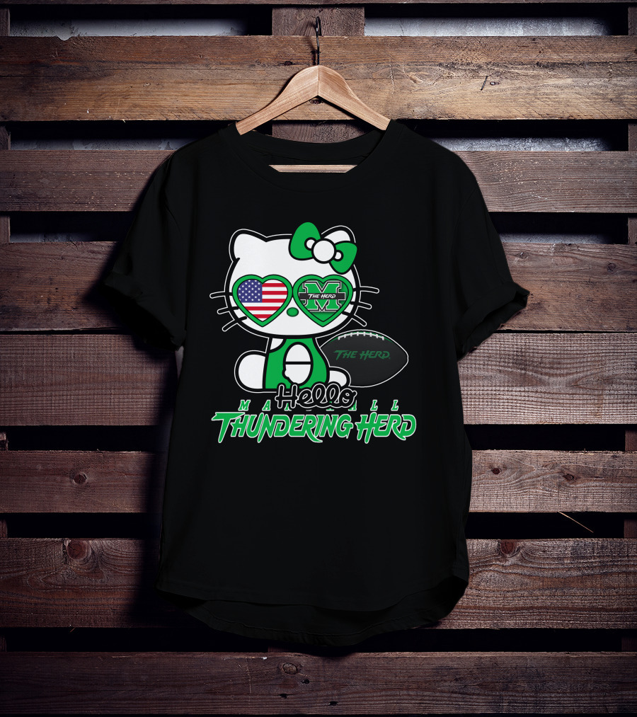 Hello Kitty Marshall The Herd Thundering Herd Football T-Shirt