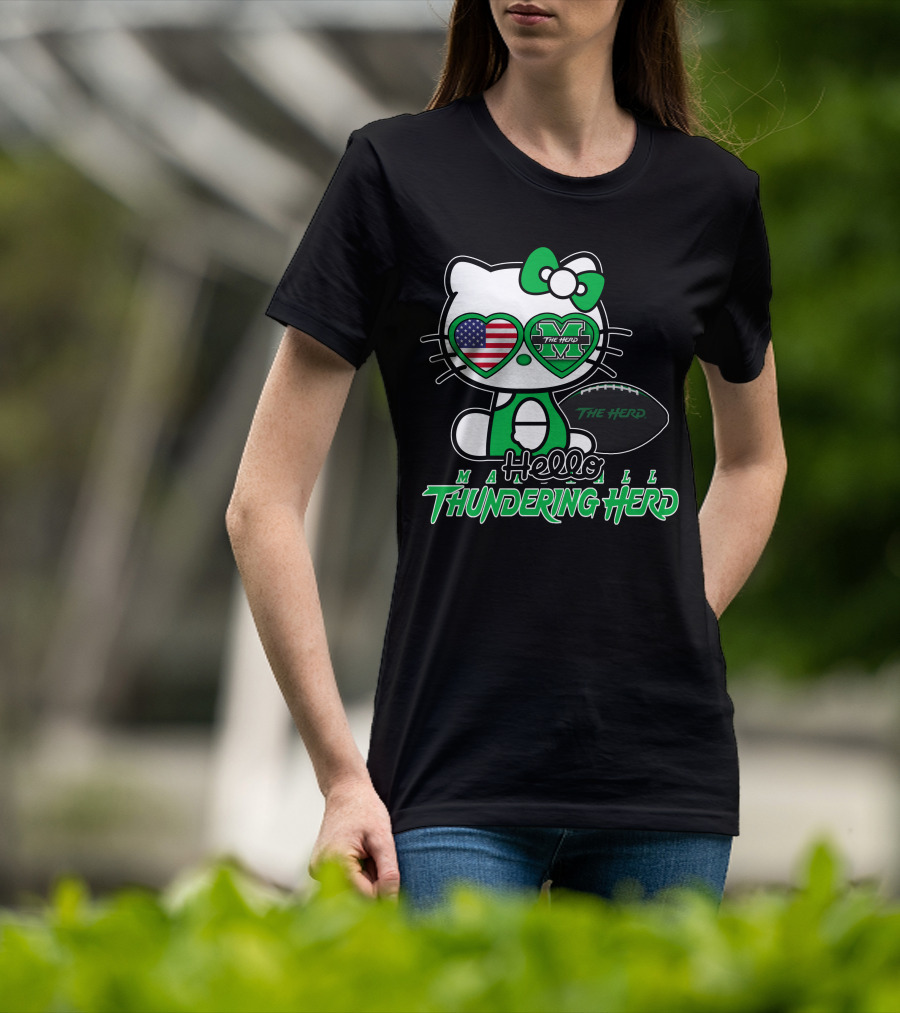Hello Kitty Marshall The Herd Thundering Herd Football T-Shirt