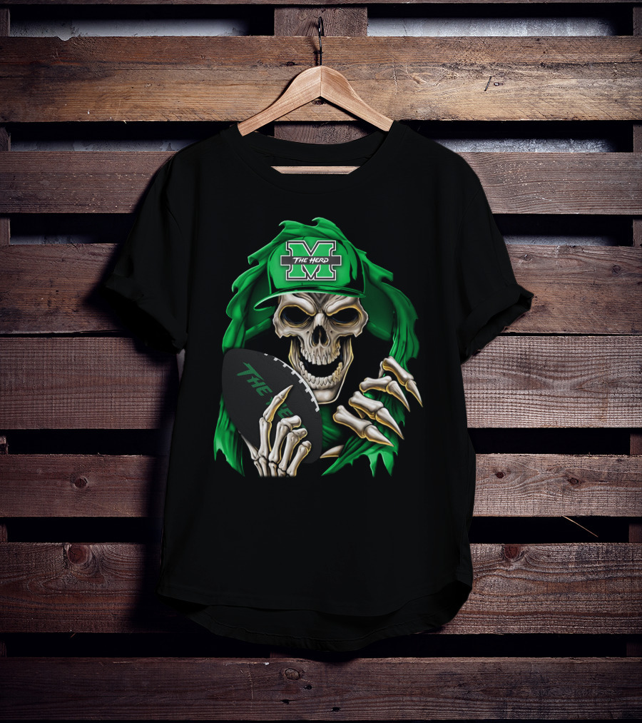 Skullbong Marshall Thundering Herd The Herd M Icon With Football T-Shirt