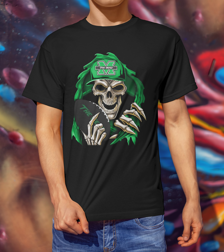 Skullbong Marshall Thundering Herd The Herd M Icon With Football T-Shirt