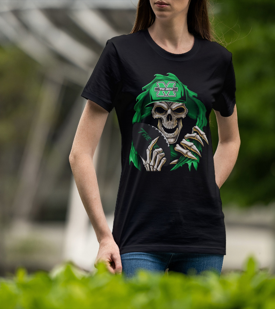 Skullbong Marshall Thundering Herd The Herd M Icon With Football T-Shirt
