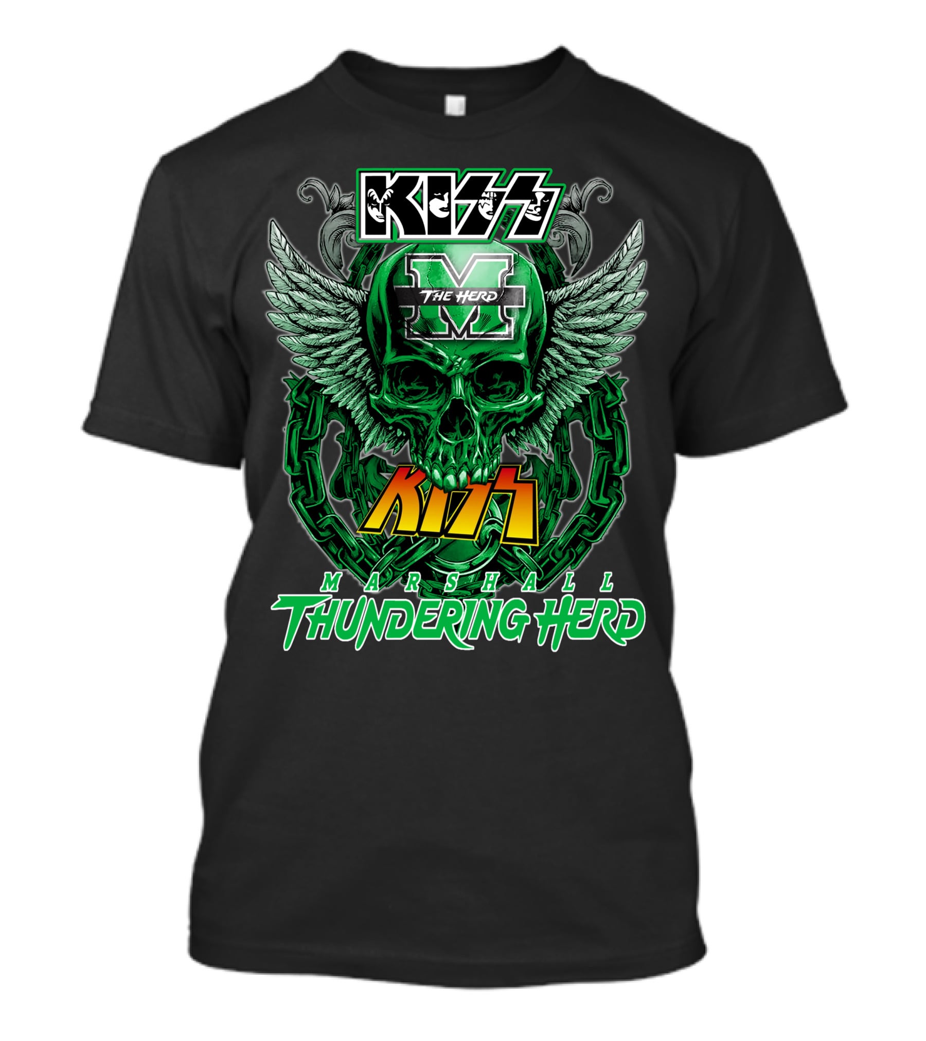 Kiss Marshall Thundering Herd M The Herd Skull Wings Chains T-Shirt