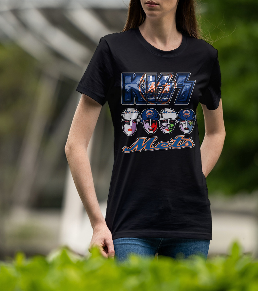 Kiss New York Mets Face Paint Baseball T-Shirt