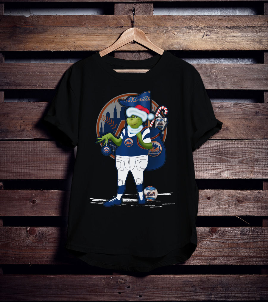 Grinchxmas New York Mets Holiday Baseball Fan T-Shirt
