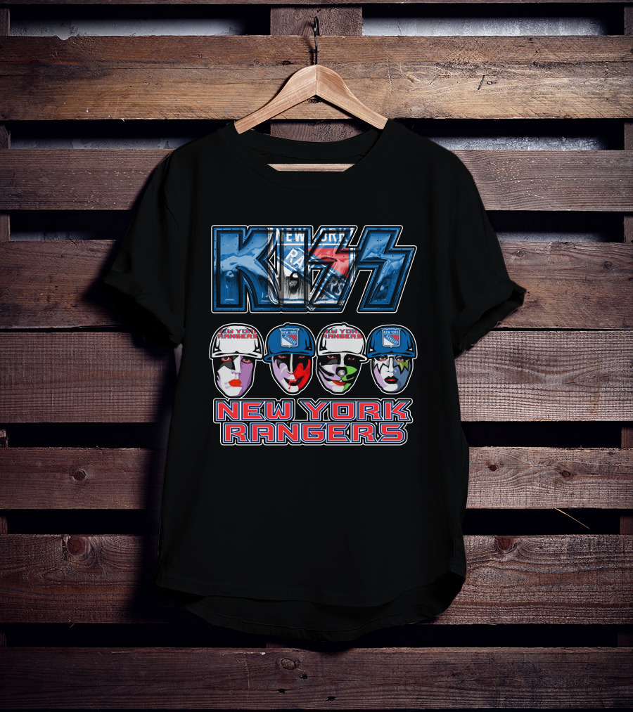 Kiss New York Rangers Iconic Band And Ice Hockey Team Fusion T-Shirt