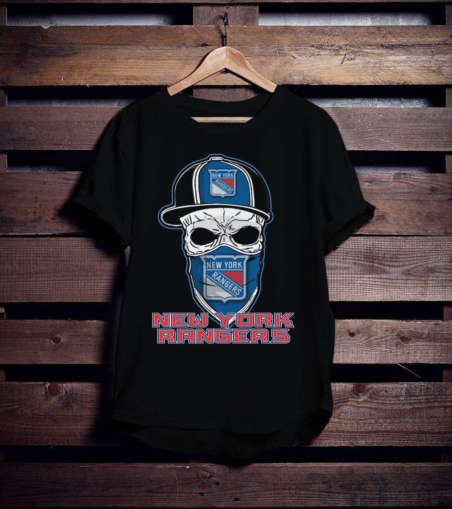 New York Rangers Skull Hat T-Shirt