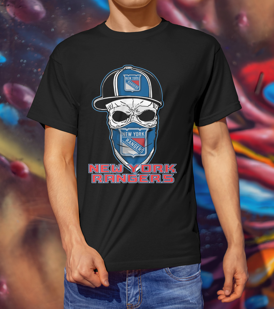 New York Rangers Skull Hat T-Shirt