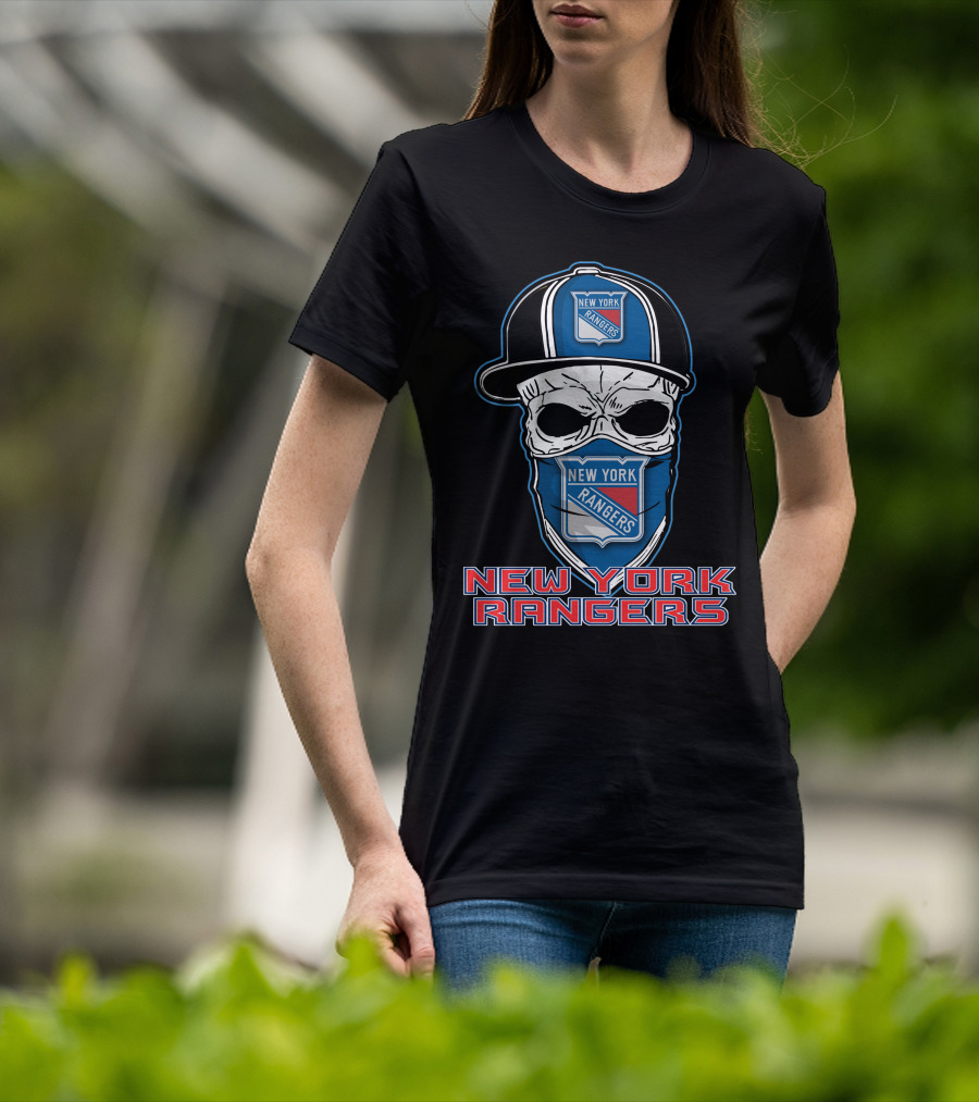 New York Rangers Skull Hat T-Shirt