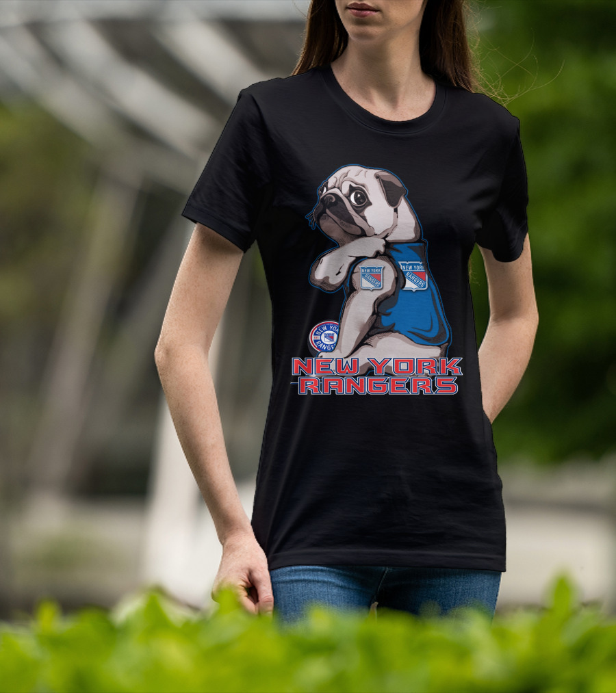 Pug Wearing New York Rangers Jersey T-Shirt
