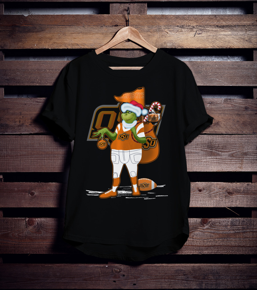 Grinchxmas Oklahoma State Cowboys OSU Football Holiday Cheer T-Shirt