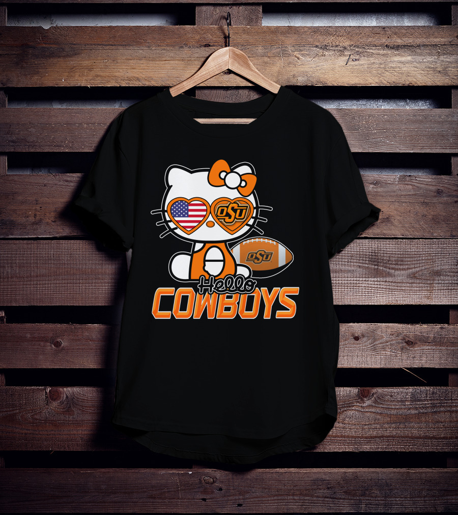 Hello Kitty OSU Cowboys Football Fan T-Shirt