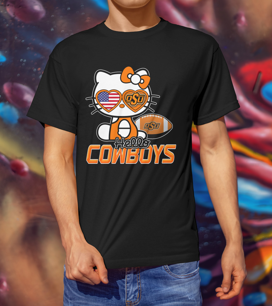 Hello Kitty OSU Cowboys Football Fan T-Shirt
