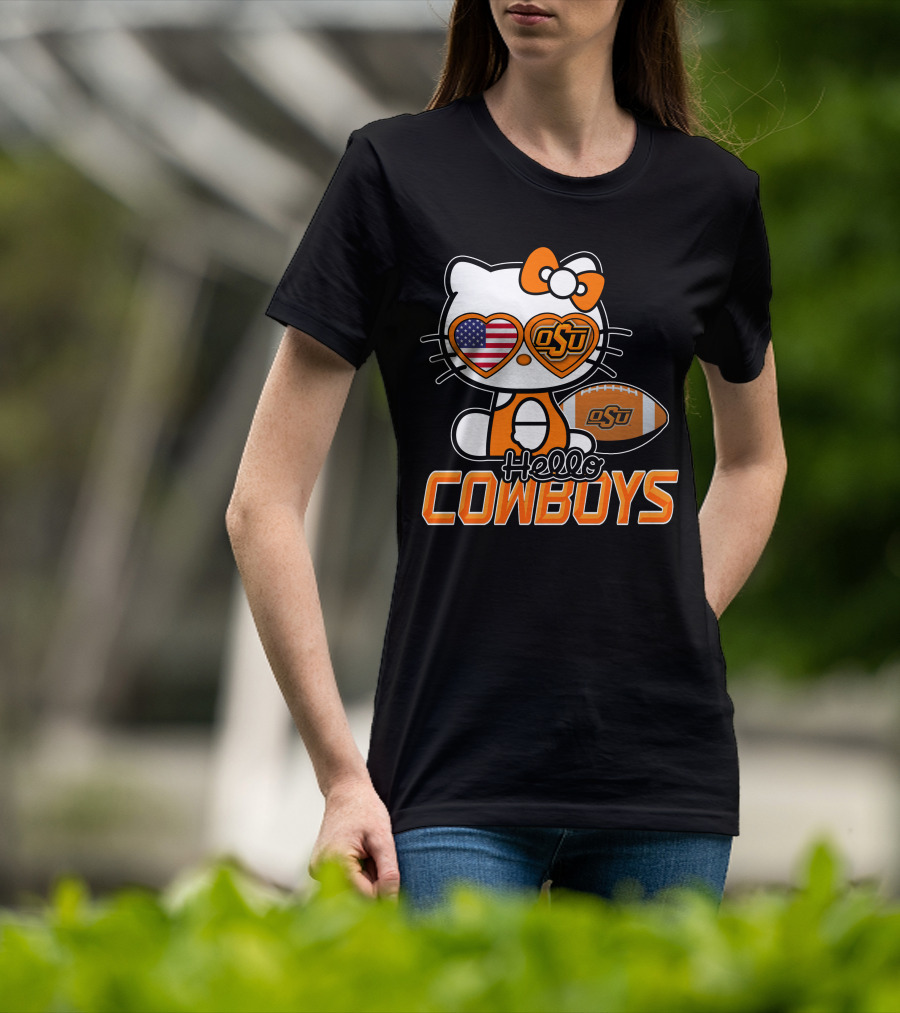 Hello Kitty OSU Cowboys Football Fan T-Shirt