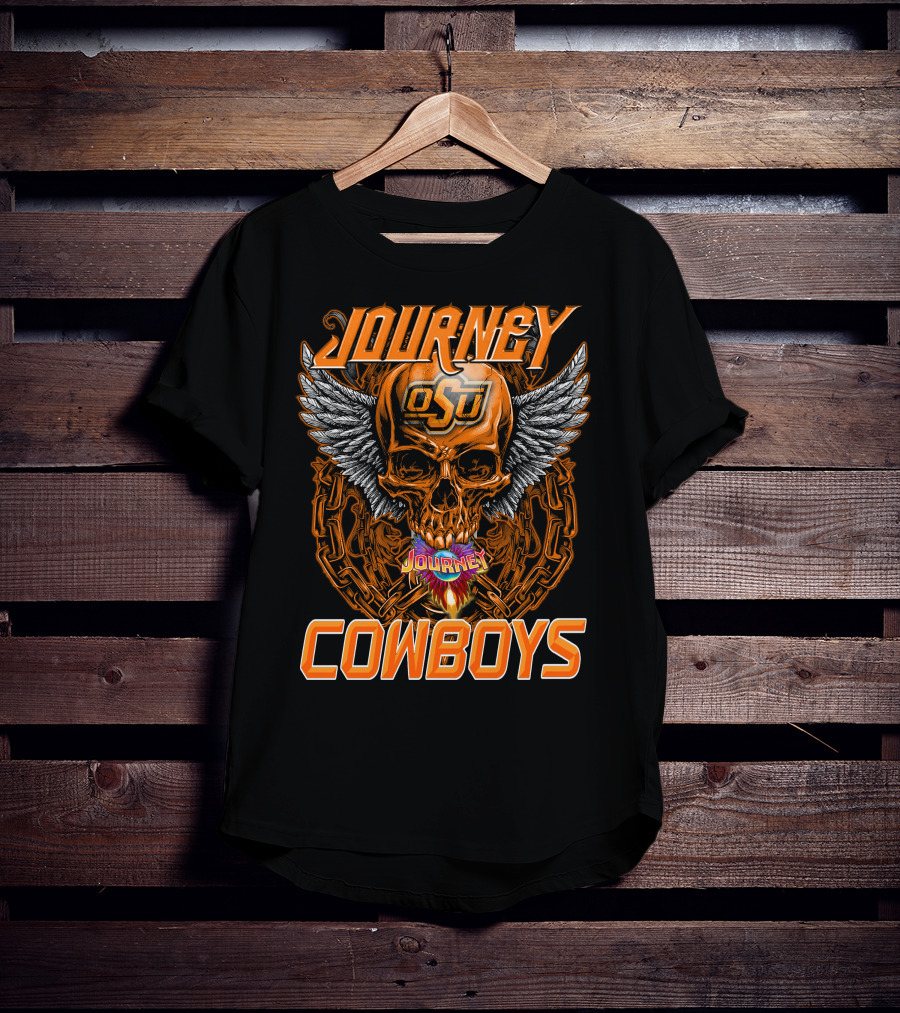 Journey Osu Cowboys Skull Wings And Chains T-Shirt