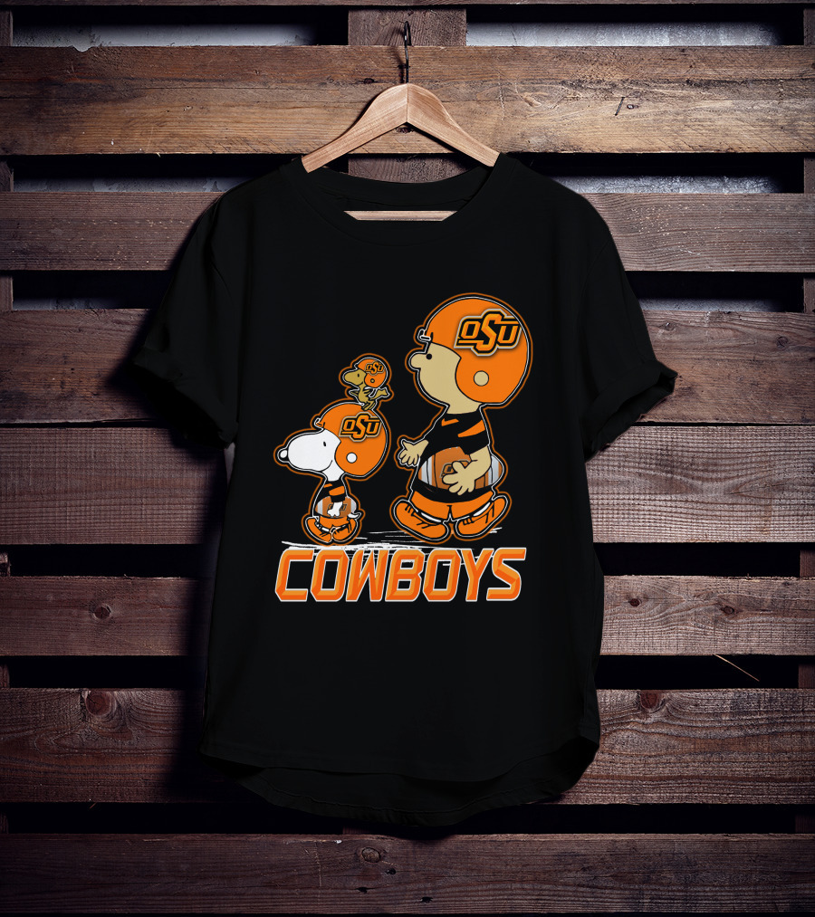 Snpfootball Oklahoma State Osu Cowboys Peanuts Characters Football Helmets T-Shirt
