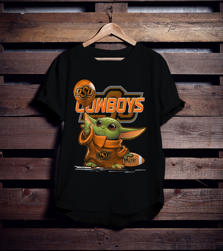 Yoda OSU Cowboys Balloon Football T-Shirt