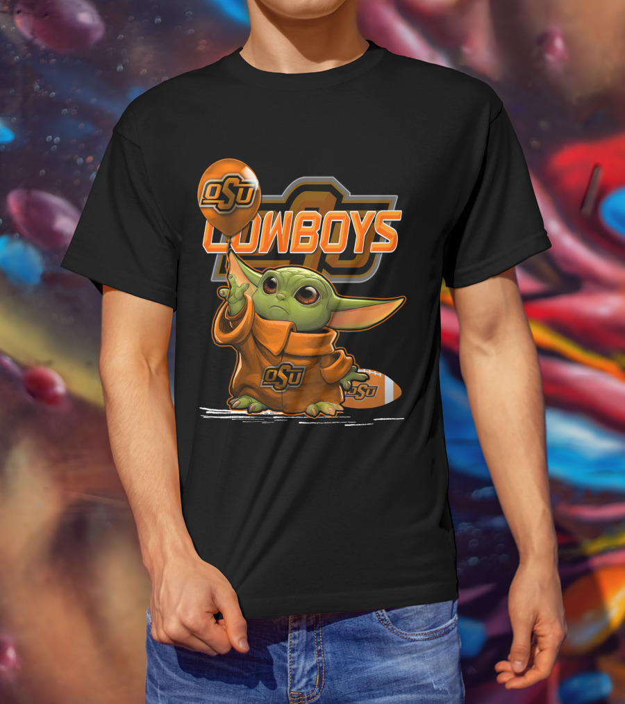 Yoda OSU Cowboys Balloon Football T-Shirt