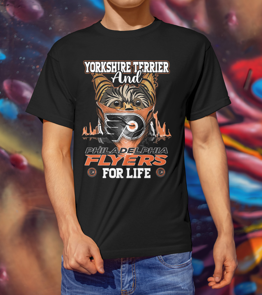 Yorkshire Terrier And Philadelphia Flyers For Life T-Shirt